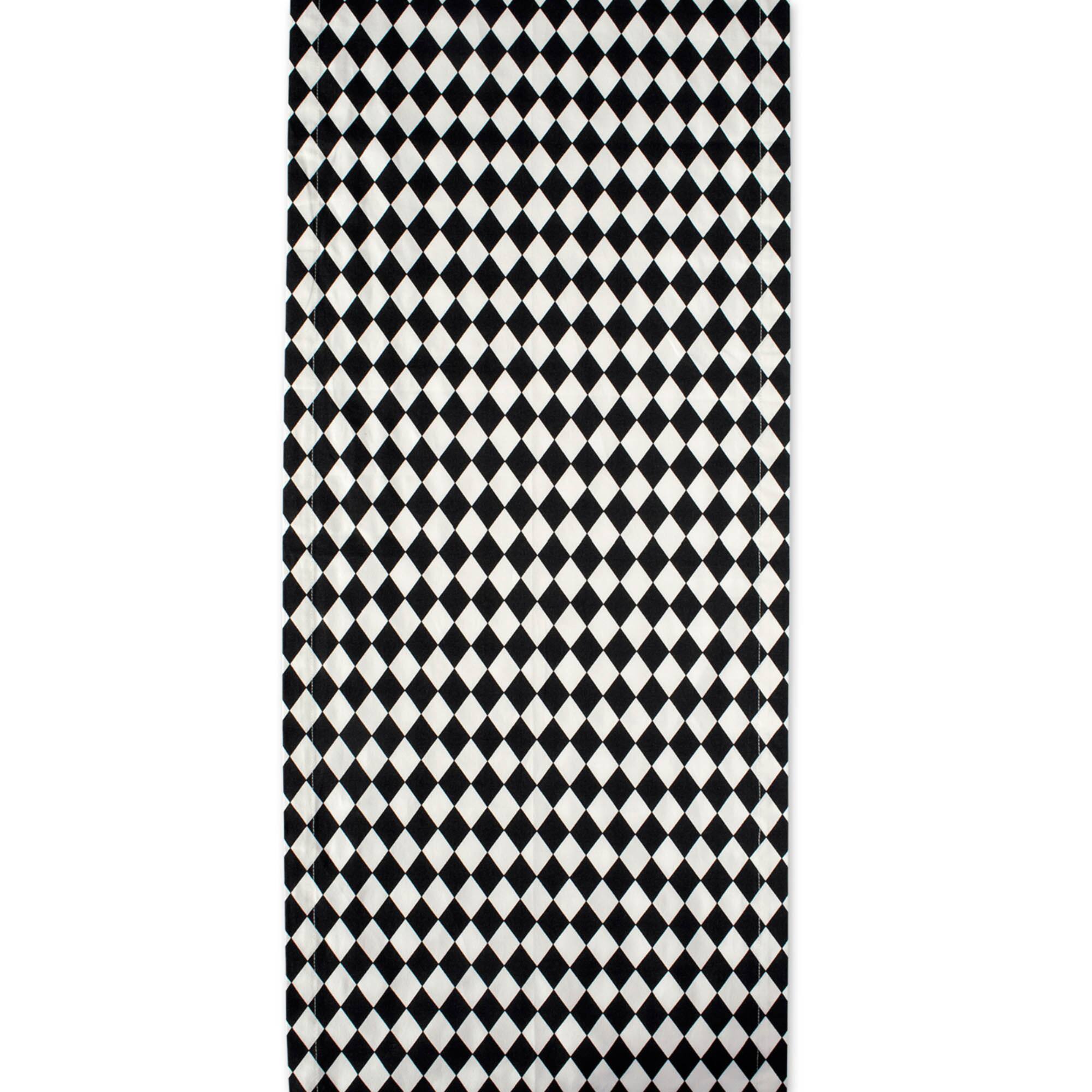 Black and Cream Harlequin Print Table Runner 14" x 72"